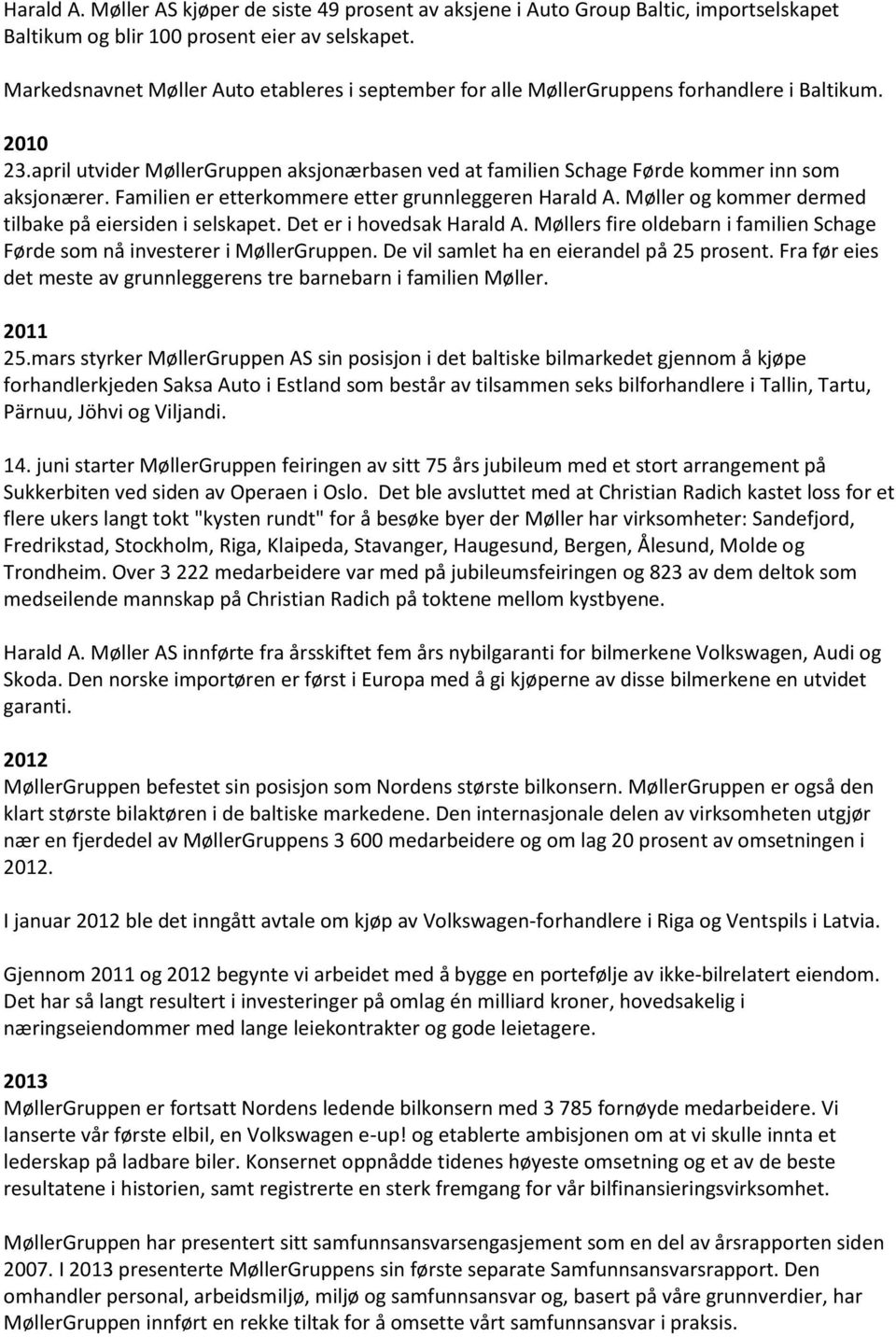 april utvider MøllerGruppen aksjonærbasen ved at familien Schage Førde kommer inn som aksjonærer. Familien er etterkommere etter grunnleggeren Harald A.