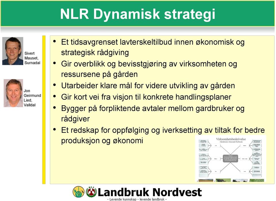 klare mål for videre utvikling av gården Gir kort vei fra visjon til konkrete handlingsplaner Bygger på forpliktende