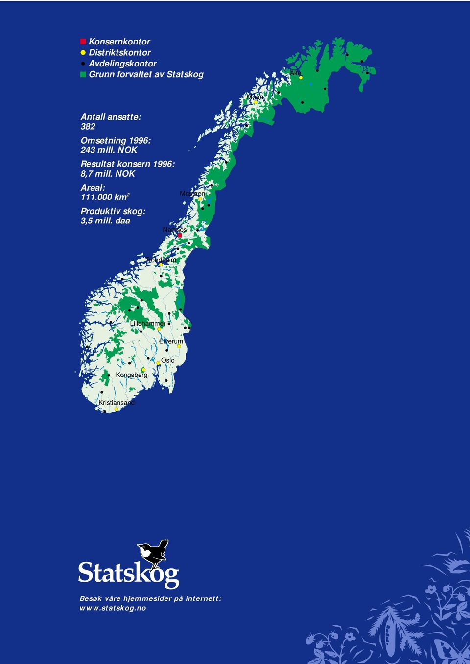 NOK Areal: 111.000 km 2 Produktiv skog: 3,5 mill.