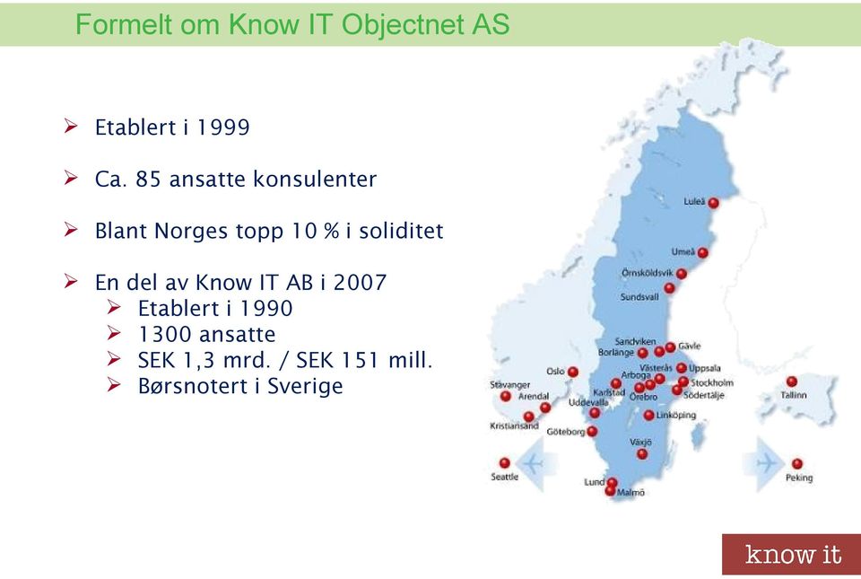 soliditet En del av Know IT AB i 2007 Etablert i 1990