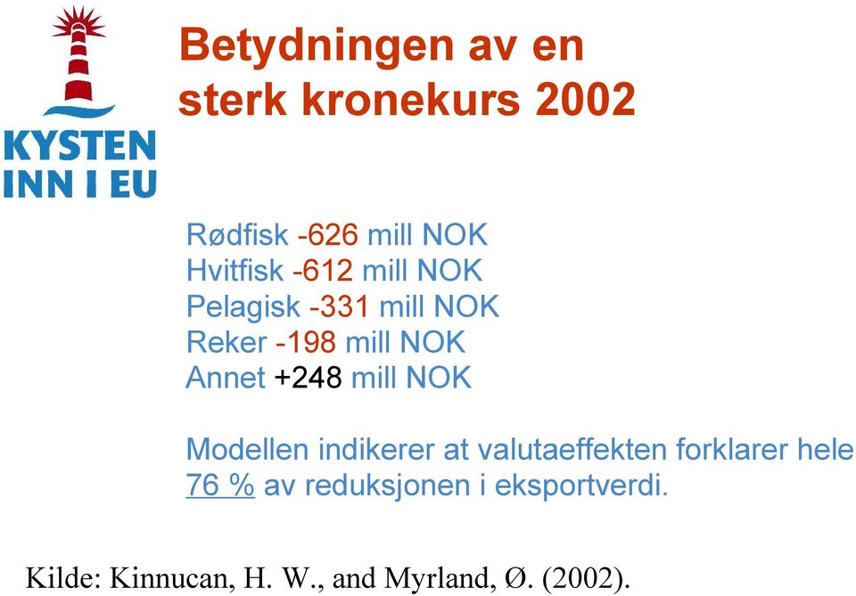 mill NOK Modellen indikerer at valutaeffekten forklarer hele 76 % av