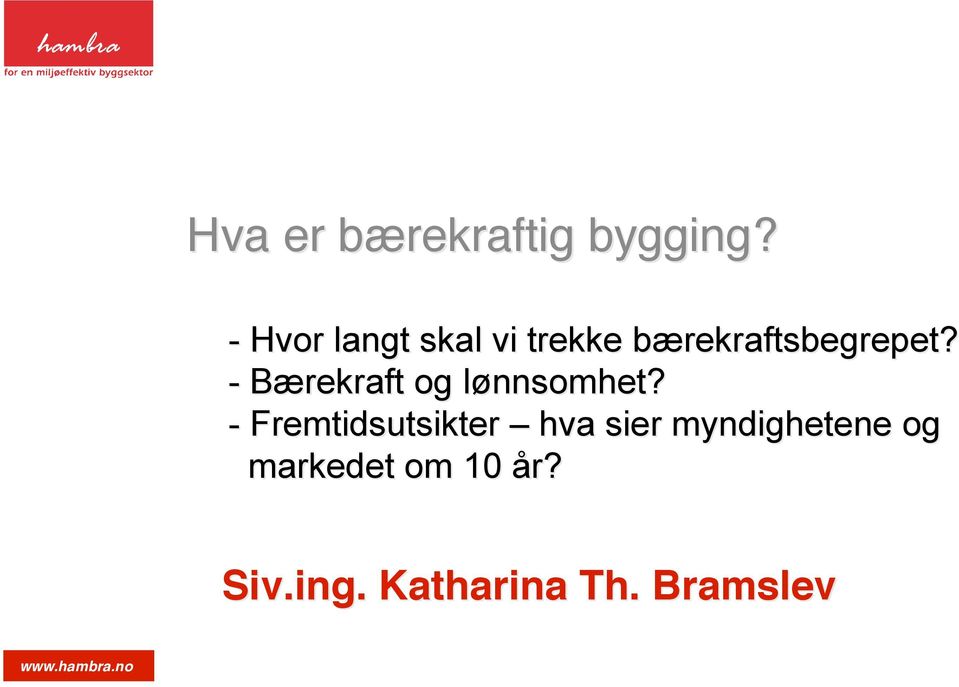 b - Bærekraft B og lønnsomhet?