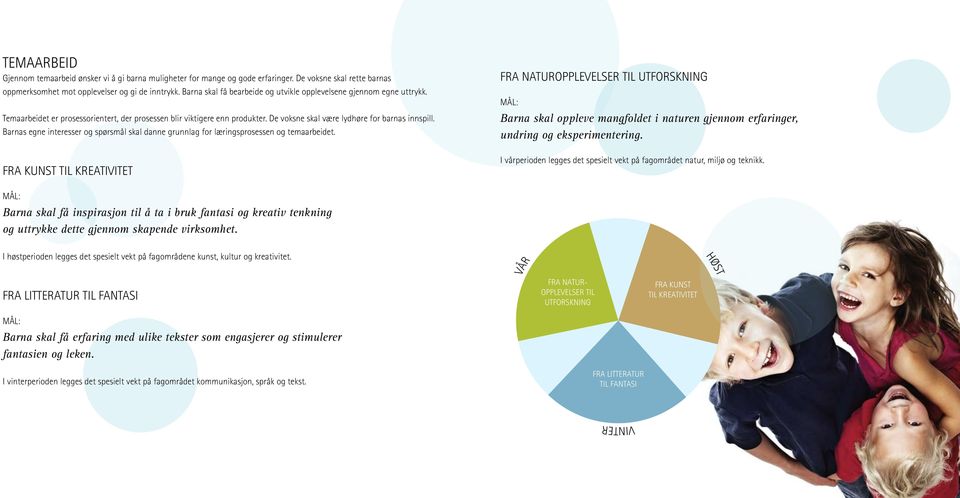 Barnas egne interesser og spørsmål skal danne grunnlag for læringsprosessen og temaarbeidet.