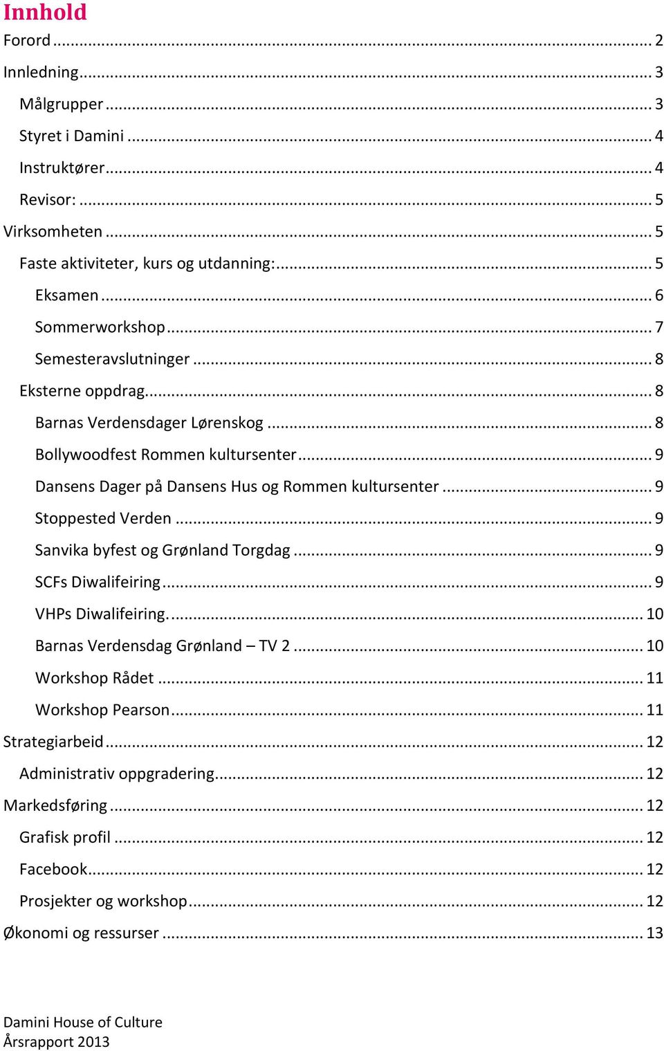 .. 9 Dansens Dager på Dansens Hus og Rommen kultursenter... 9 Stoppested Verden... 9 Sanvika byfest og Grønland Torgdag... 9 SCFs Diwalifeiring... 9 VHPs Diwalifeiring.