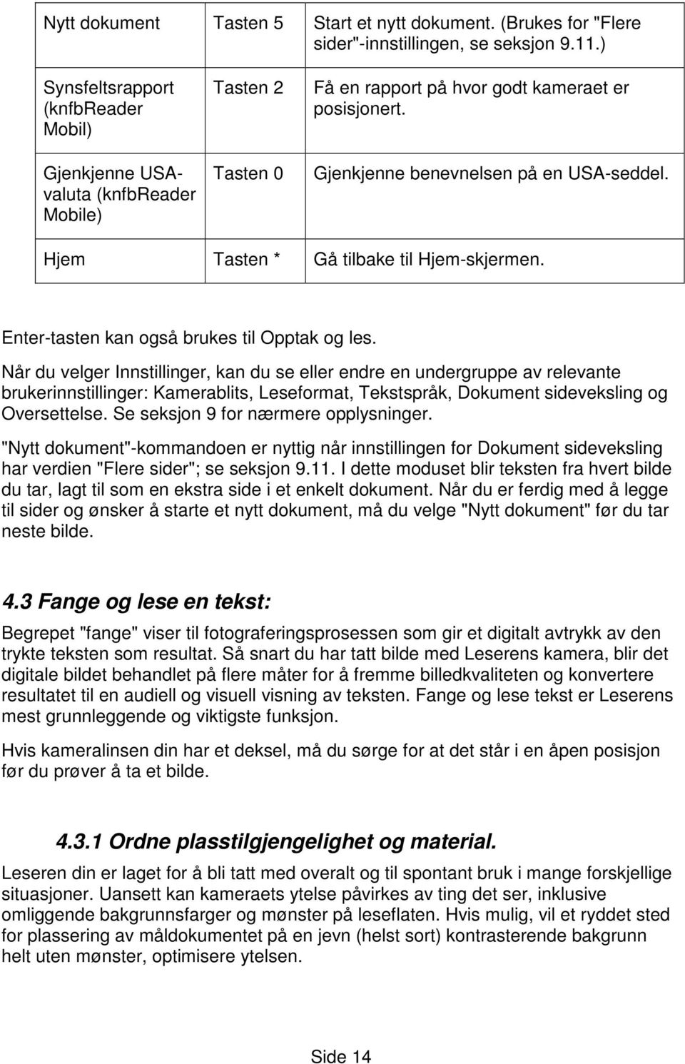 Hjem Tasten * Gå tilbake til Hjem-skjermen. Enter-tasten kan også brukes til Opptak og les.