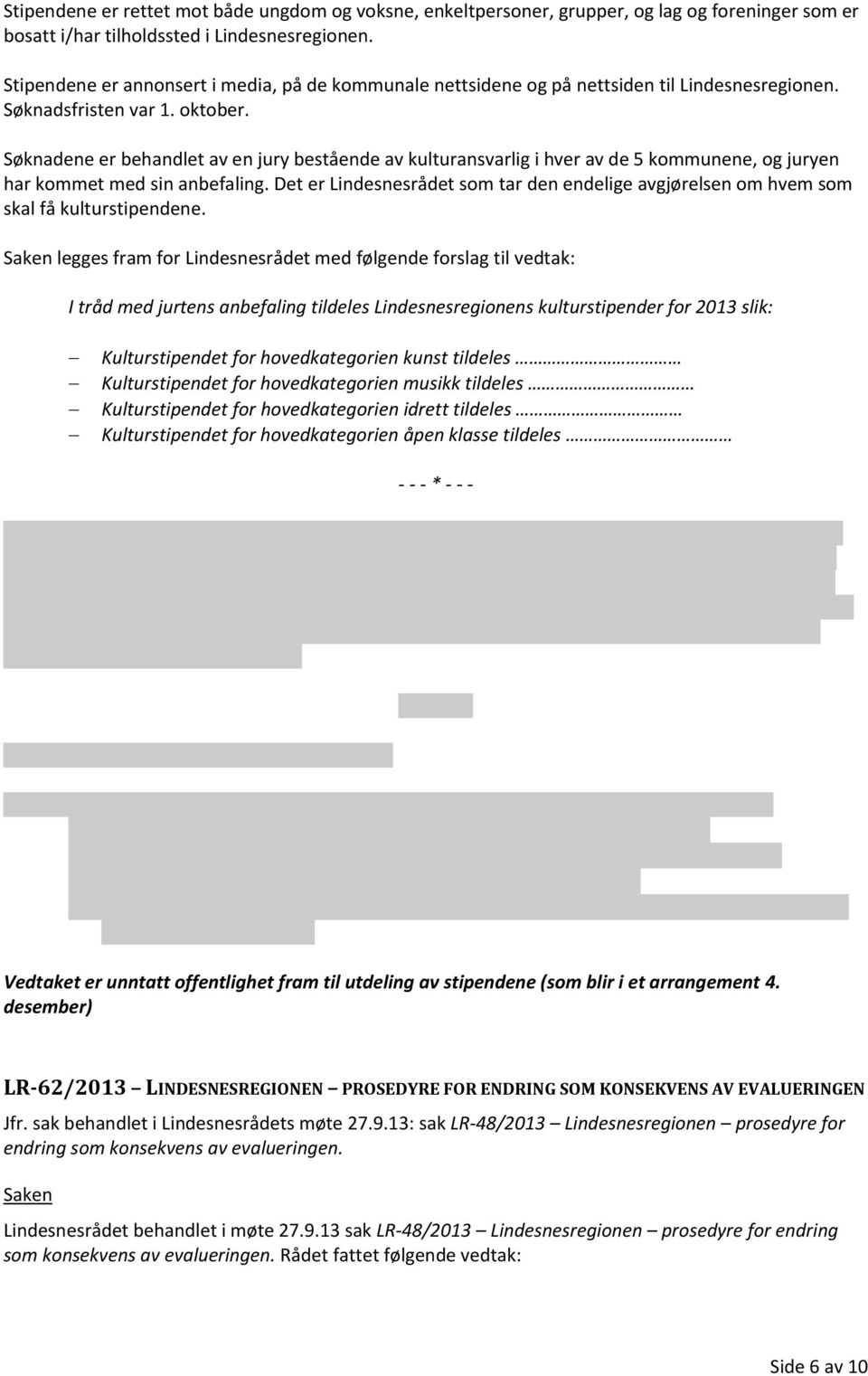 Søknadene er behandlet av en jury bestående av kulturansvarlig i hver av de 5 kommunene, og juryen har kommet med sin anbefaling.