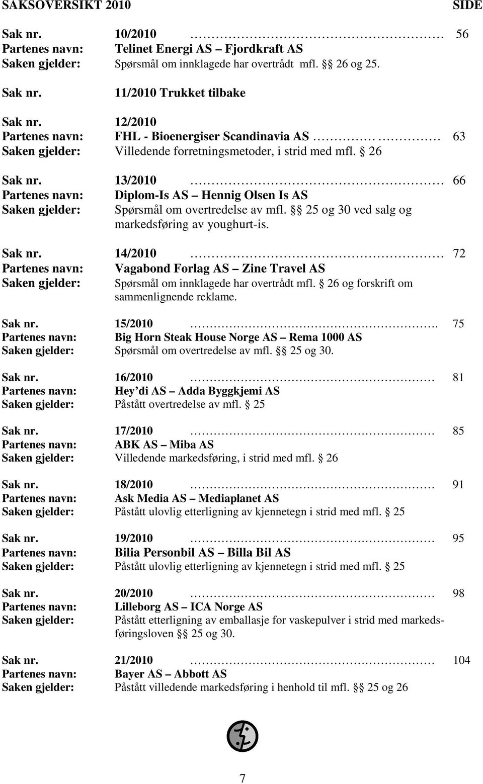 13/2010 66 Partenes navn: Diplom-Is AS Hennig Olsen Is AS Saken gjelder: Spørsmål om overtredelse av mfl. 25 og 30 ved salg og markedsføring av youghurt-is. Sak nr.