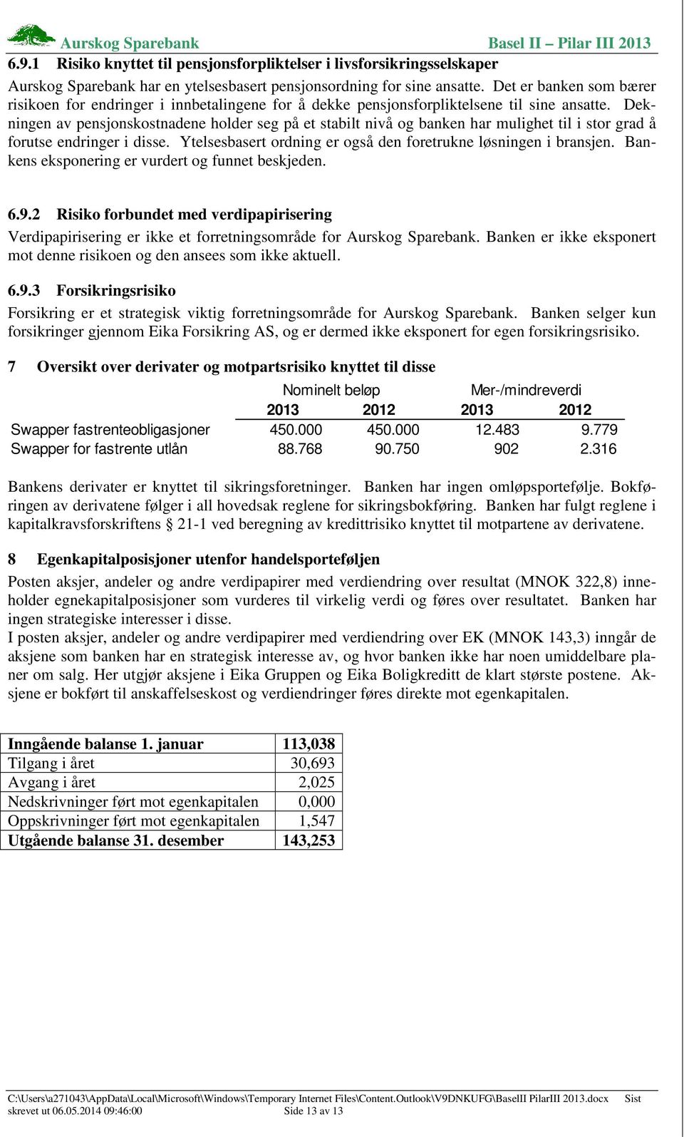 Dekningen av pensjonskostnadene holder seg på et stabilt nivå og banken har mulighet til i stor grad å forutse endringer i disse. Ytelsesbasert ordning er også den foretrukne løsningen i bransjen.