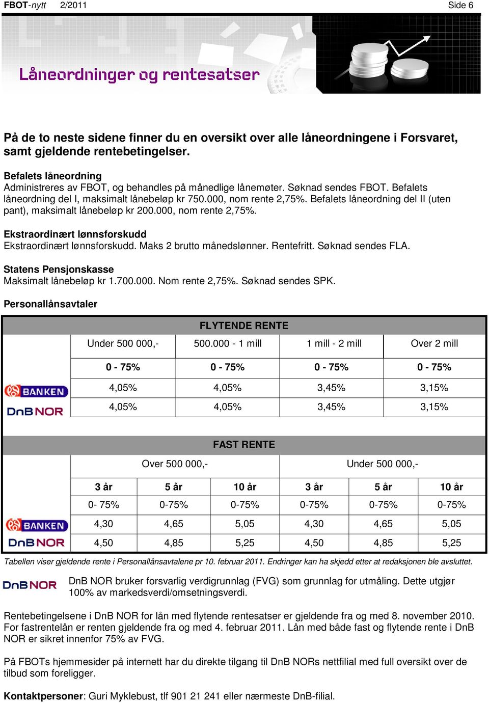 Befalets låneordning del II (uten pant), maksimalt lånebeløp kr 200.000, nom rente 2,75%. Ekstraordinært lønnsforskudd Ekstraordinært lønnsforskudd. Maks 2 brutto månedslønner. Rentefritt.