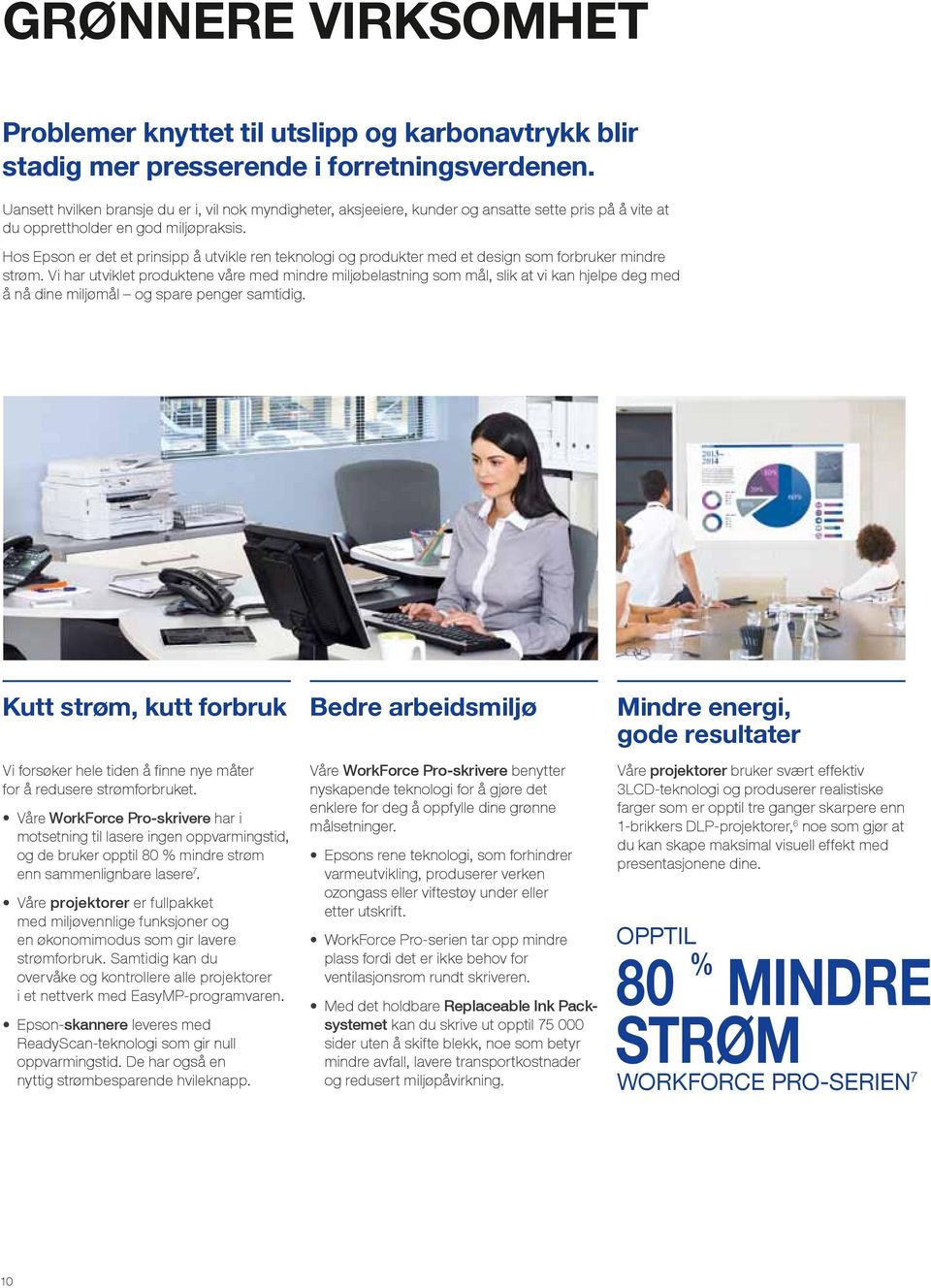 Hos Epson er det et prinsipp å utvikle ren teknologi og produkter med et design som forbruker mindre strøm.