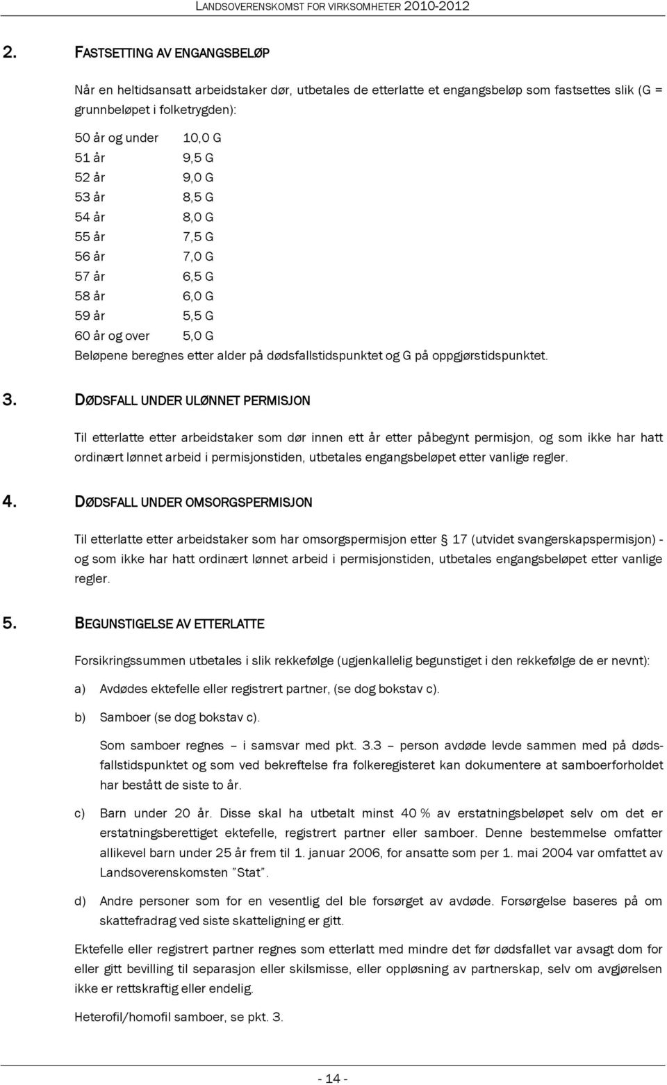 3. DØDSFALL UNDER ULØNNET PERMISJON Til etterlatte etter arbeidstaker som dør innen ett år etter påbegynt permisjon, og som ikke har hatt ordinært lønnet arbeid i permisjonstiden, utbetales