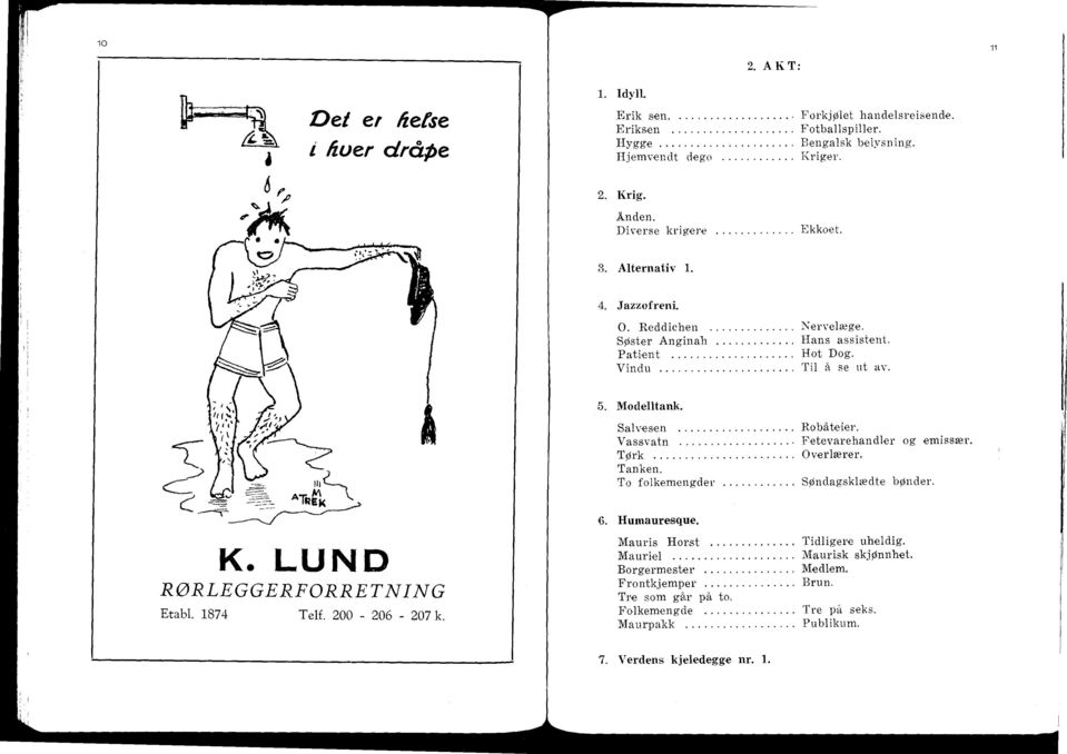 dego 2. Krig. 3. Alternativ 1. 4. Jazzofreni. 0. Nervelæg Re Søster HanA PHot VinT 5. Modelltank.