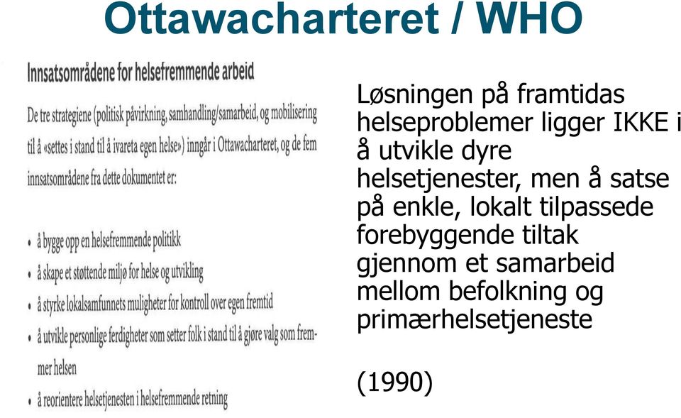 helsetjenester, men å satse på enkle, lokalt tilpassede