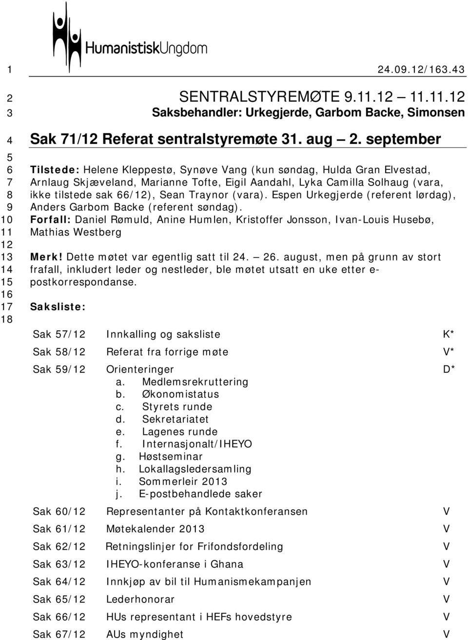 Traynor (vara). Espen Urkegjerde (referent lørdag), Anders Garbom Backe (referent søndag). Forfall: Daniel Rømuld, Anine Humlen, Kristoffer Jonsson, Ivan-Louis Husebø, Mathias Westberg Merk!