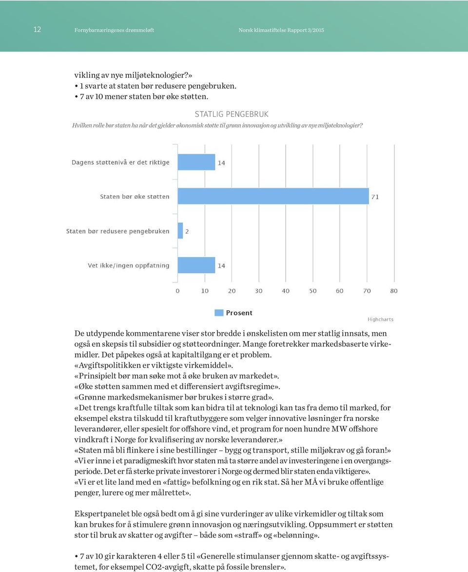 De utdypende kommentarene viser stor bredde i ønskelisten om mer statlig innsats, men De også utdypende skepsis kommentarene til subsidier viser og stor støtteordninger.