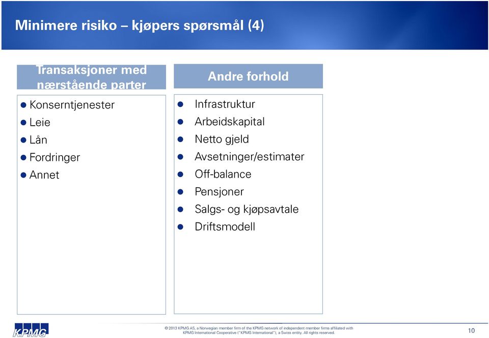 Andre forhold Infrastruktur Arbeidskapital Netto gjeld