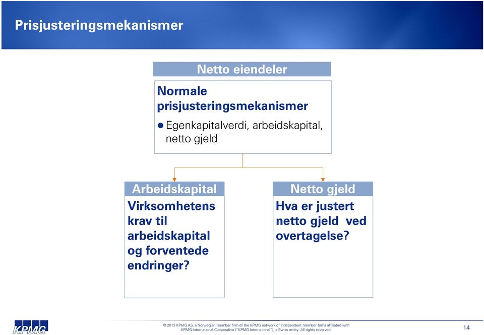 netto gjeld Arbeidskapital Virksomhetens krav til