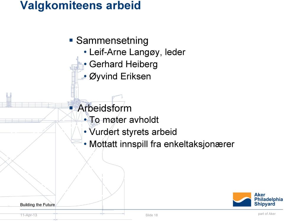 Arbeidsform To møter avholdt Vurdert styrets