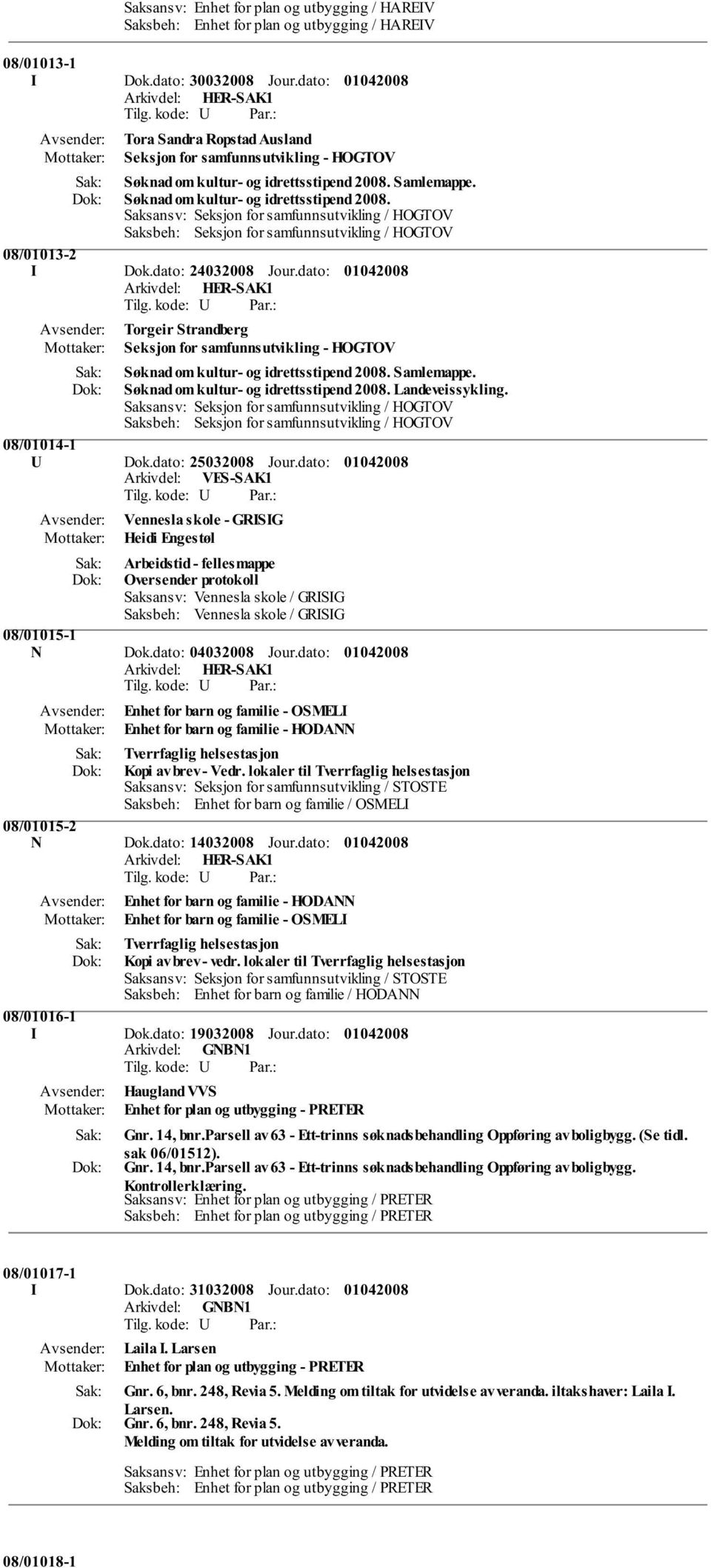 dato: 24032008 Jour.dato: Torgeir Strandberg Seksjon for samfunnsutvikling - HOGTOV Søknad om kultur- og idrettsstipend 2008. Samlemappe. Søknad om kultur- og idrettsstipend 2008. Landeveissykling.