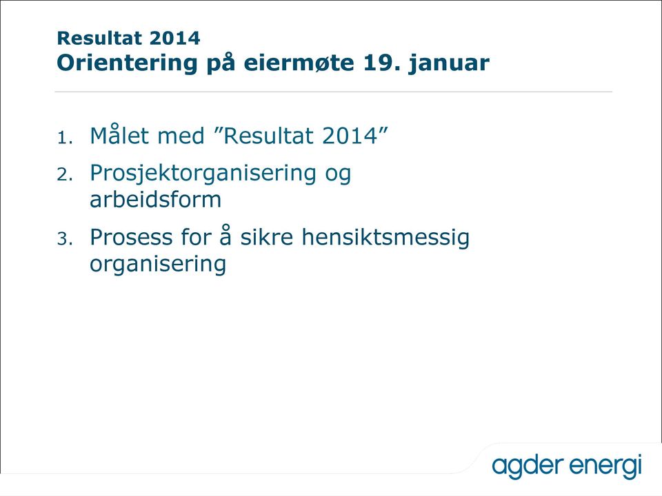 Prosjektorganisering og arbeidsform 3.