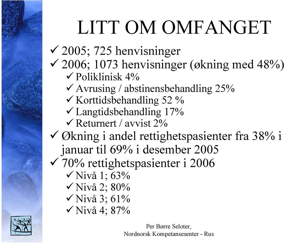 Langtidsbehandling 17%! Returnert / avvist 2%!