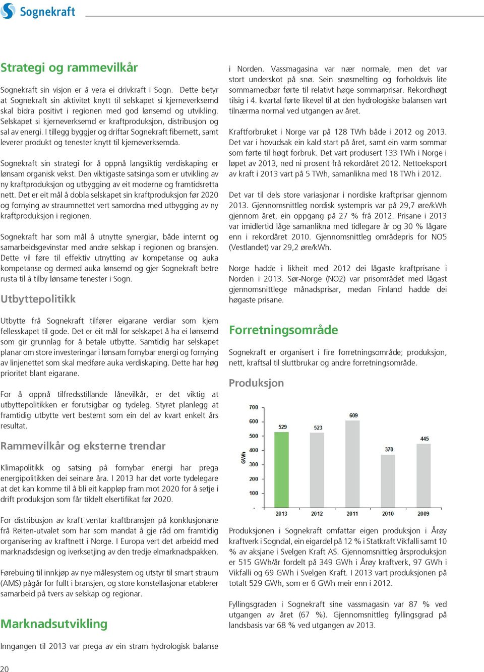 Selskapet si kjerneverksemd er kraftproduksjon, distribusjon og sal av energi. I tillegg byggjer og driftar Sognekraft fibernett, samt leverer produkt og tenester knytt til kjerneverksemda.