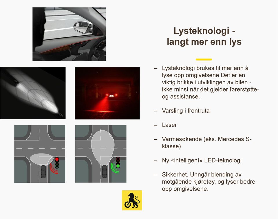 assistanse. Varsling i frontruta Laser Varmesøkende (eks.