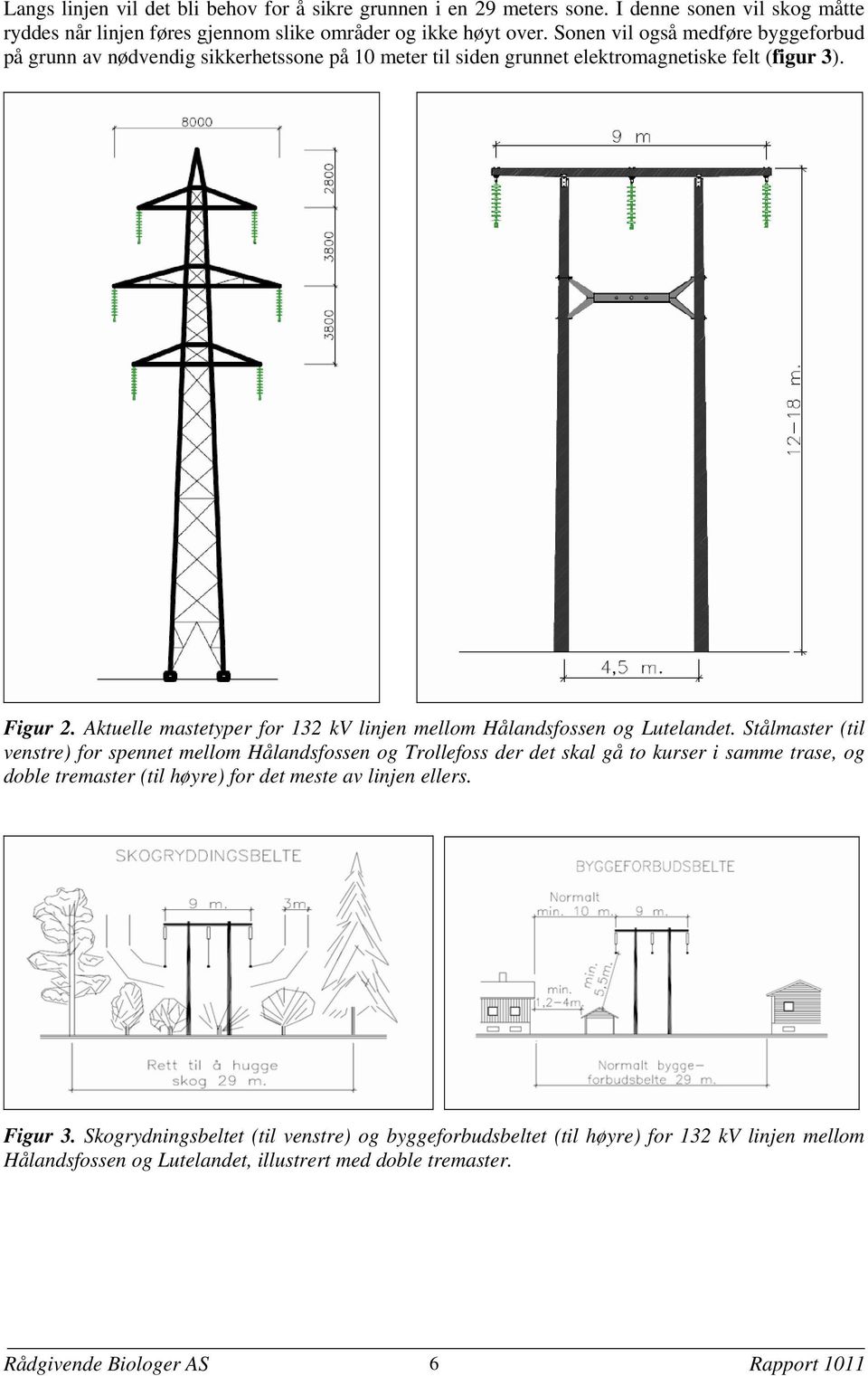 Aktuelle mastetyper for 132 kv linjen mellom Hålandsfossen og Lutelandet.