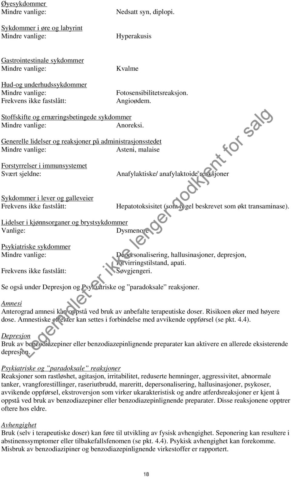 Fotosensibilitetsreaksjon. Angioødem.