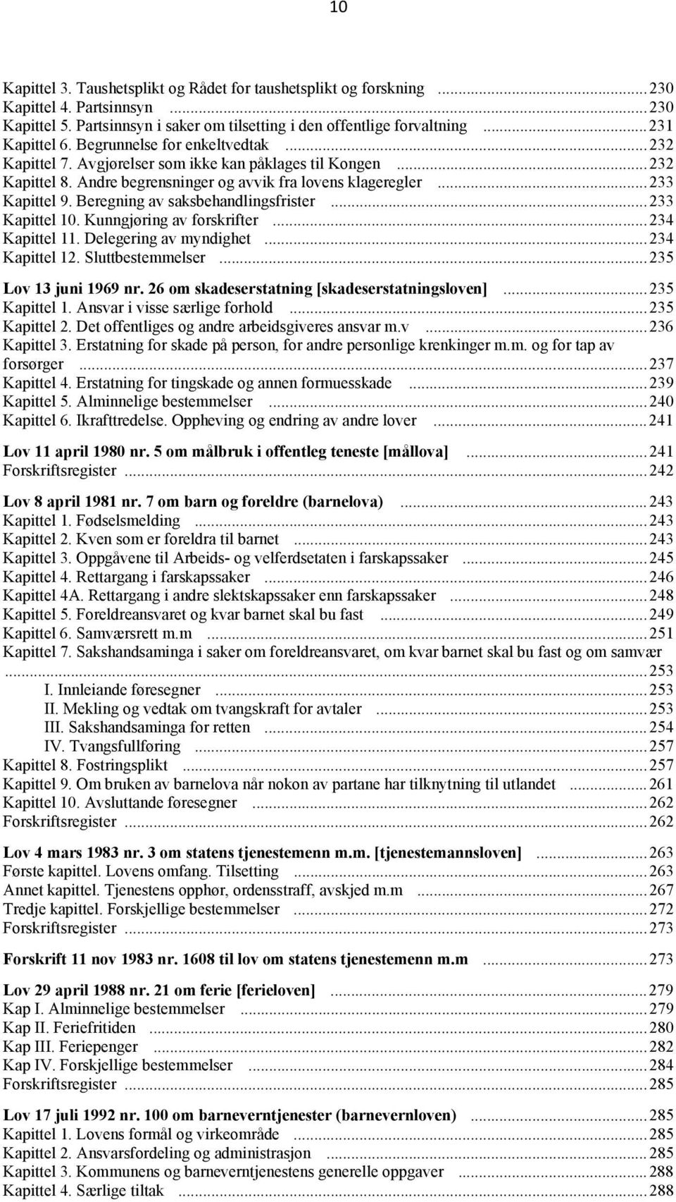 Beregning av saksbehandlingsfrister... 233 Kapittel 10. Kunngjøring av forskrifter... 234 Kapittel 11. Delegering av myndighet... 234 Kapittel 12. Sluttbestemmelser... 235 Lov 13 juni 1969 nr.