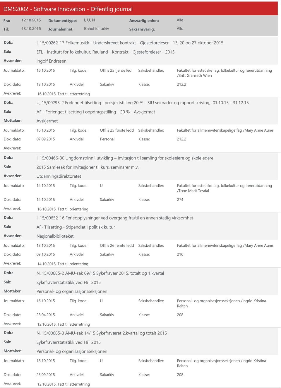 10.15-31.12.15 AF - Forlenget tilsetting i oppdragsstilling - 20 % - Dok. dato: 07.09.2015 Arkivdel: Personal 212.