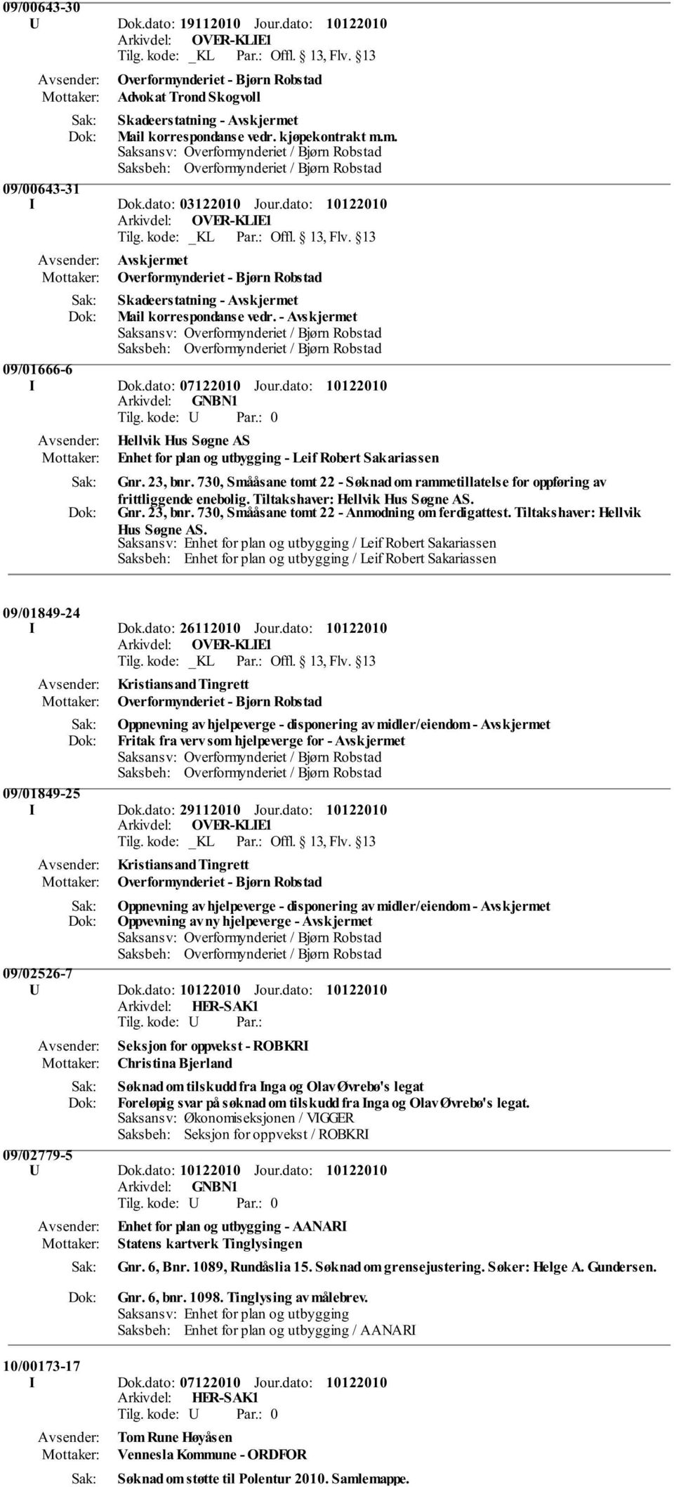 dato: Hellvik Hus Søgne AS Enhet for plan og utbygging - Leif Robert Sakariassen Gnr. 23, bnr. 730, Smååsane tomt 22 - Søknad om rammetillatelse for oppføring av frittliggende enebolig.