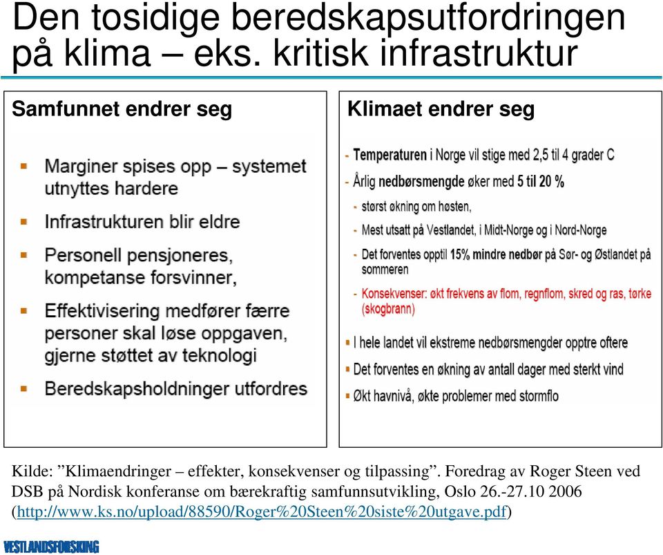 effekter, konsekvenser og tilpassing.