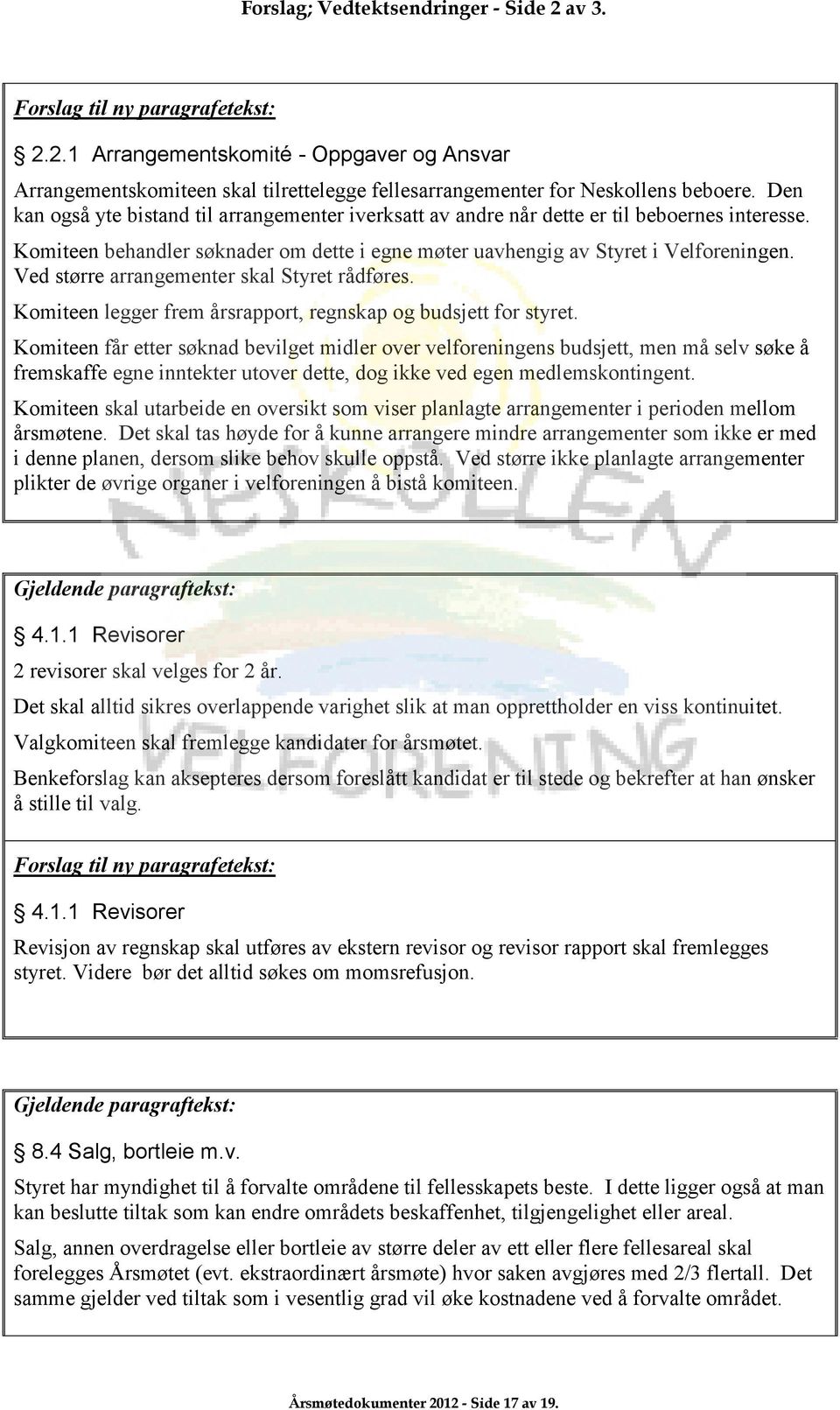 Ved større arrangementer skal Styret rådføres. Komiteen legger frem årsrapport, regnskap og budsjett for styret.