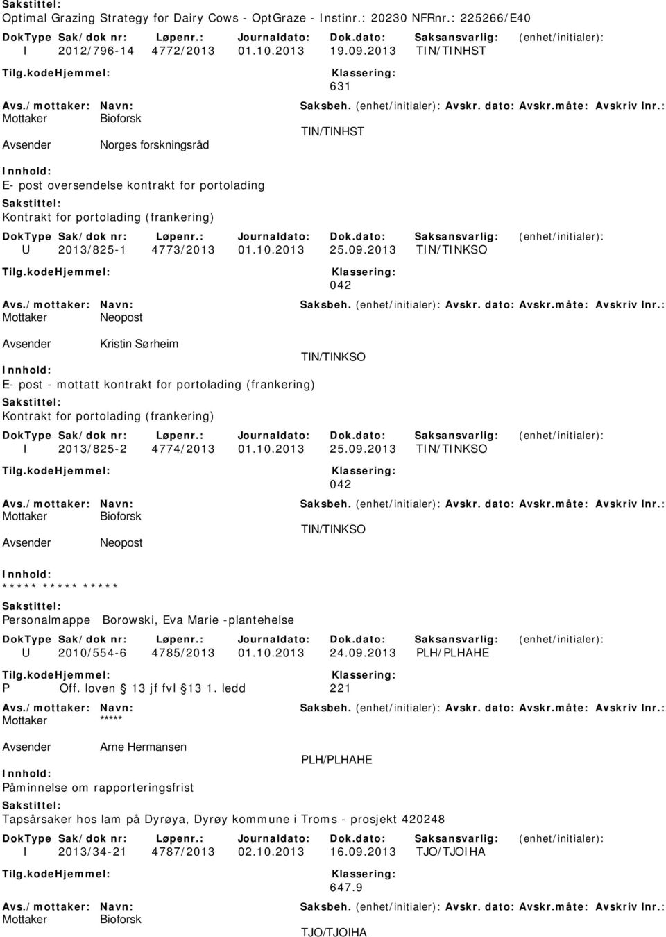 2013 TIN/TINKSO 042 Mottaker Neopost Avsender Kristin Sørheim TIN/TINKSO E- post - mottatt kontrakt for portolading (frankering) Kontrakt for portolading (frankering) I 2013/825-2 4774/2013 01.10.