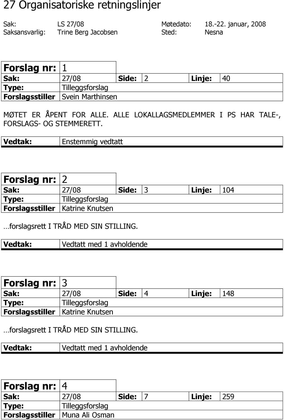 ALLE LOKALLAGSMEDLEMMER I PS HAR TALE-, FORSLAGS- OG STEMMERETT.