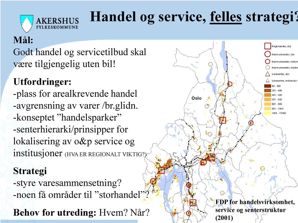 -konseptet handelsparker -senterhierarki/prinsipper for lokalisering av o&p service og institusjoner (HVA ER