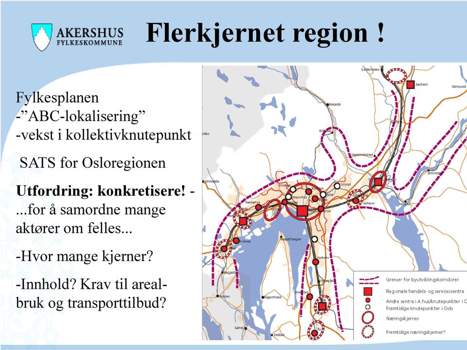 SATS for Osloregionen Utfordring: konkretisere! -.
