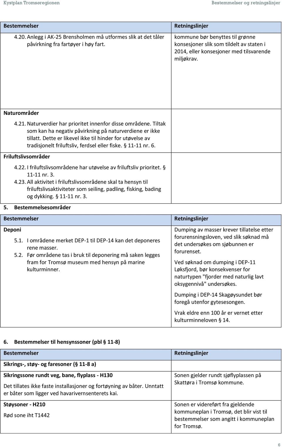 Tiltak som kan ha negativ påvirkning på naturverdiene er ikke tillatt. Dette er likevel ikke til hinder for utøvelse av tradisjonelt friluftsliv, ferdsel eller fiske. 11-11 nr. 6.