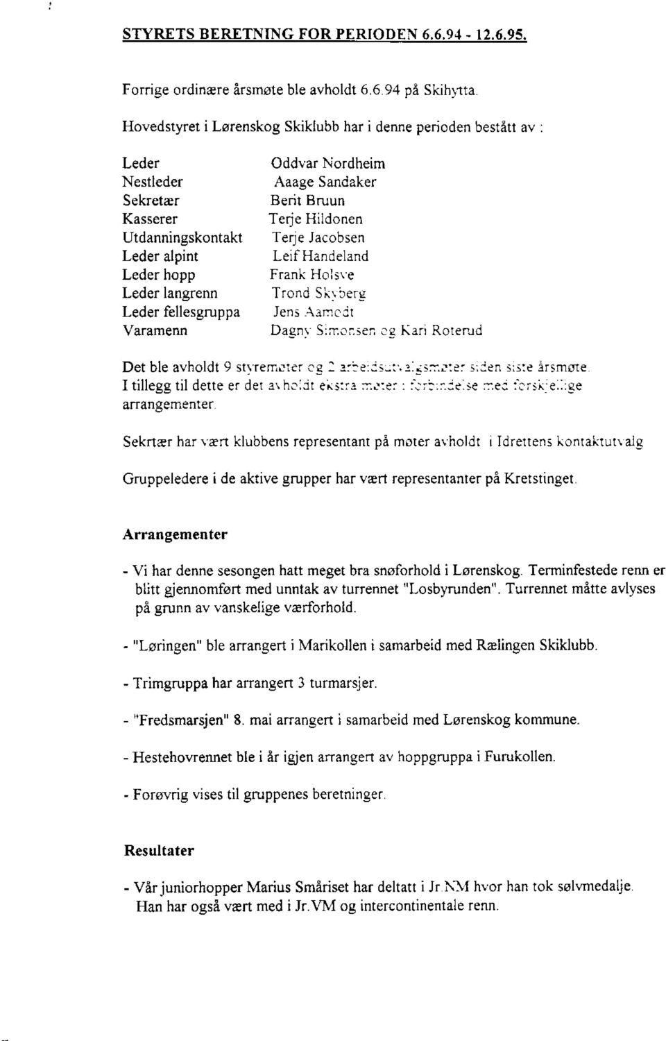 TerJeJacobsen Leder alpint LeifHandeland Leder hopp Frank Hols\'e Leder langrenn Trond Sk\ lerg Leder fellesgruppa Jens AaL'l.ar Varamenn Dagnr S,;r-.