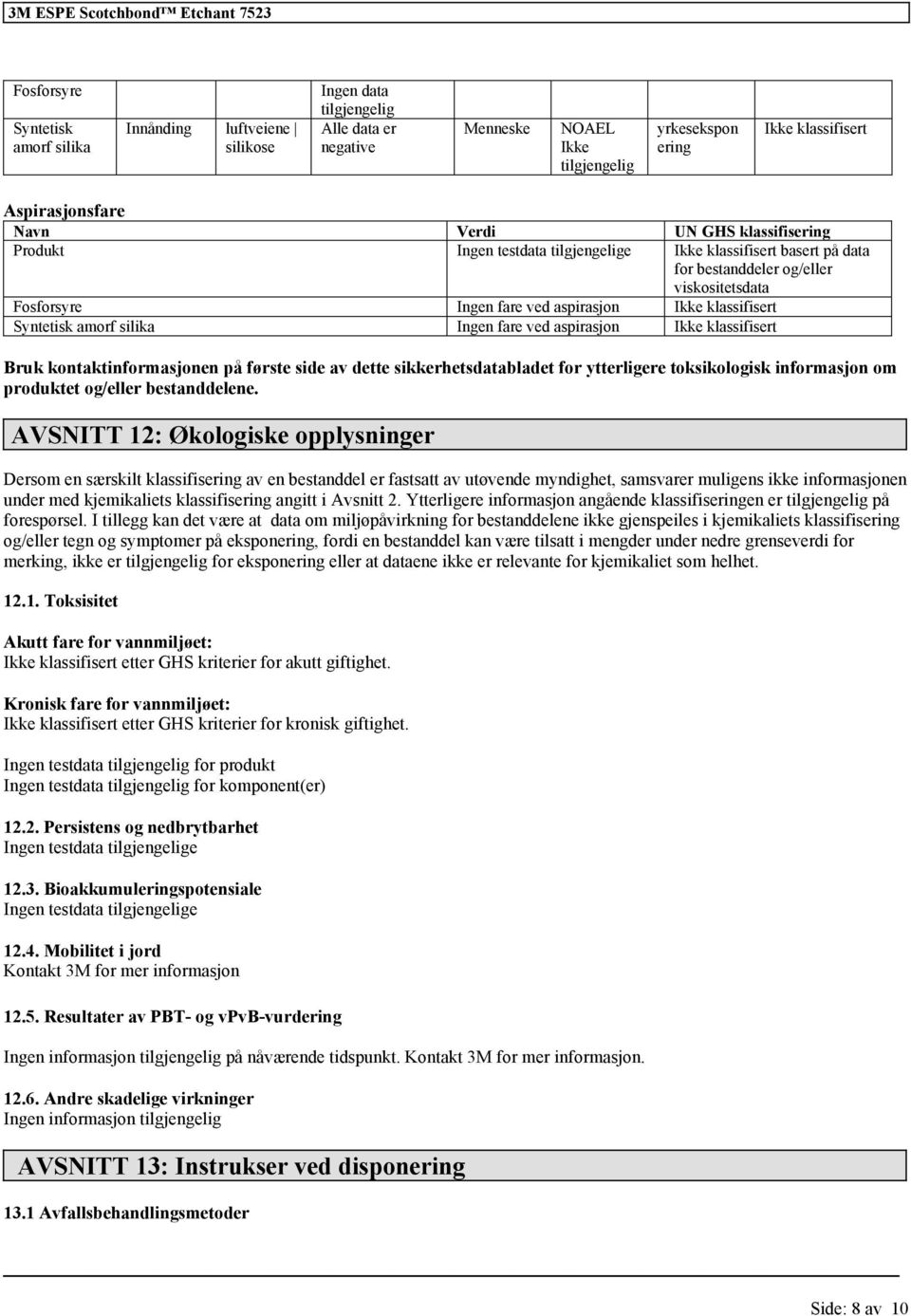 kontaktinformasjonen på første side av dette sikkerhetsdatabladet for ytterligere toksikologisk informasjon om produktet og/eller bestanddelene.