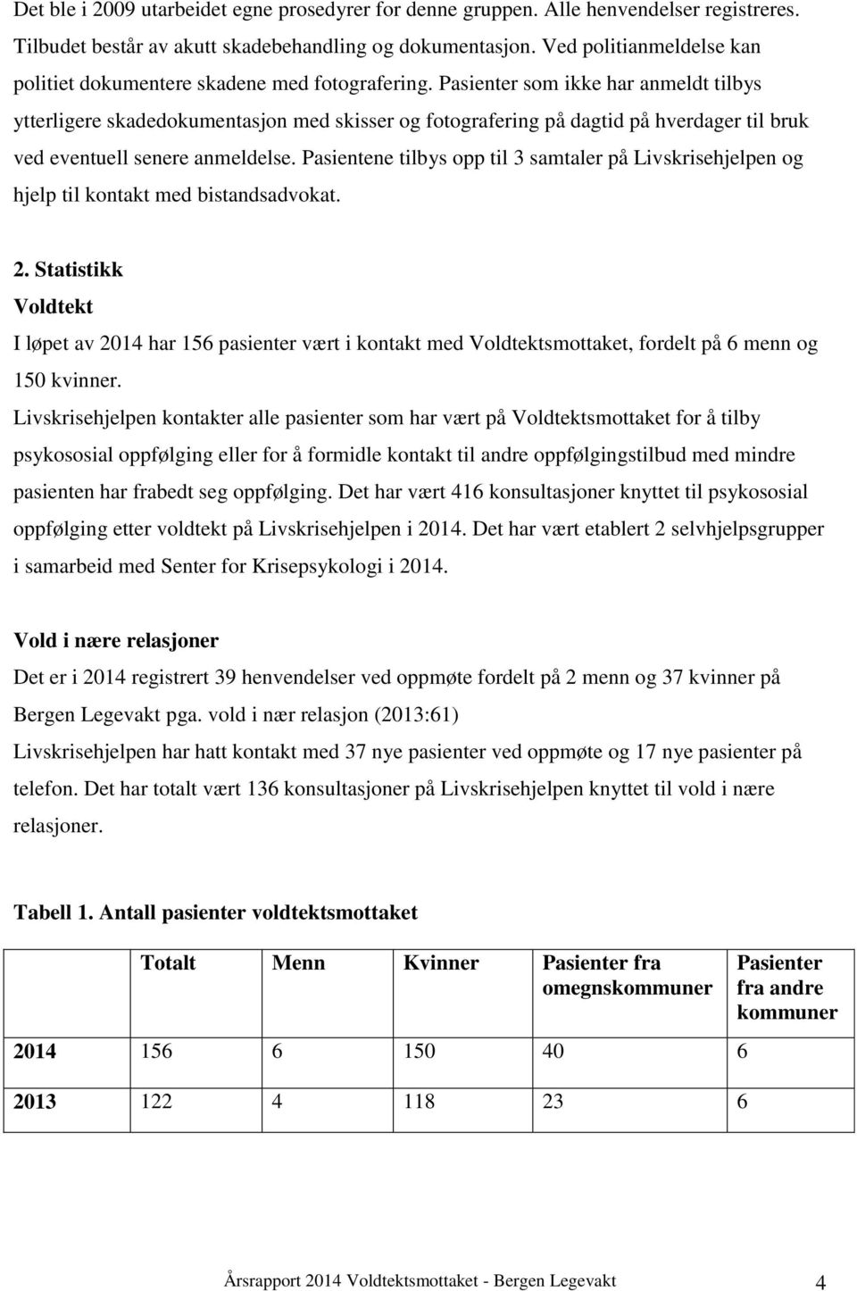 Pasienter som ikke har anmeldt tilbys ytterligere skadedokumentasjon med skisser og fotografering på dagtid på hverdager til bruk ved eventuell senere anmeldelse.