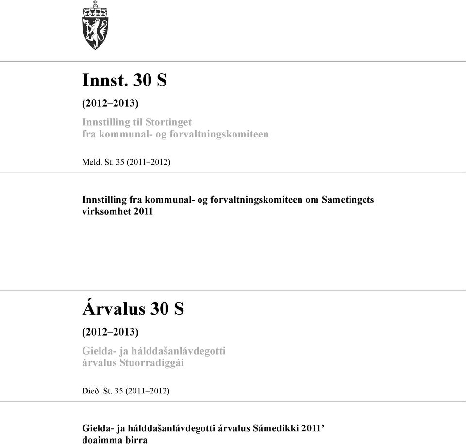 rtinget fra kommunal- og forvaltningskomiteen Meld. St.