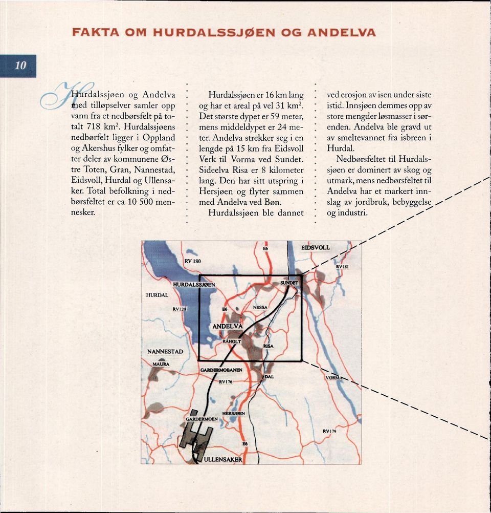 Total befolkning i nedbørsfeltct er ca 10 500 mennesker. I Iurdalssjøen er 16 km lang og har et areal på vel 31 km2. Det største dvpet cr 59 meter, mens middeldvpet er 24 meter.