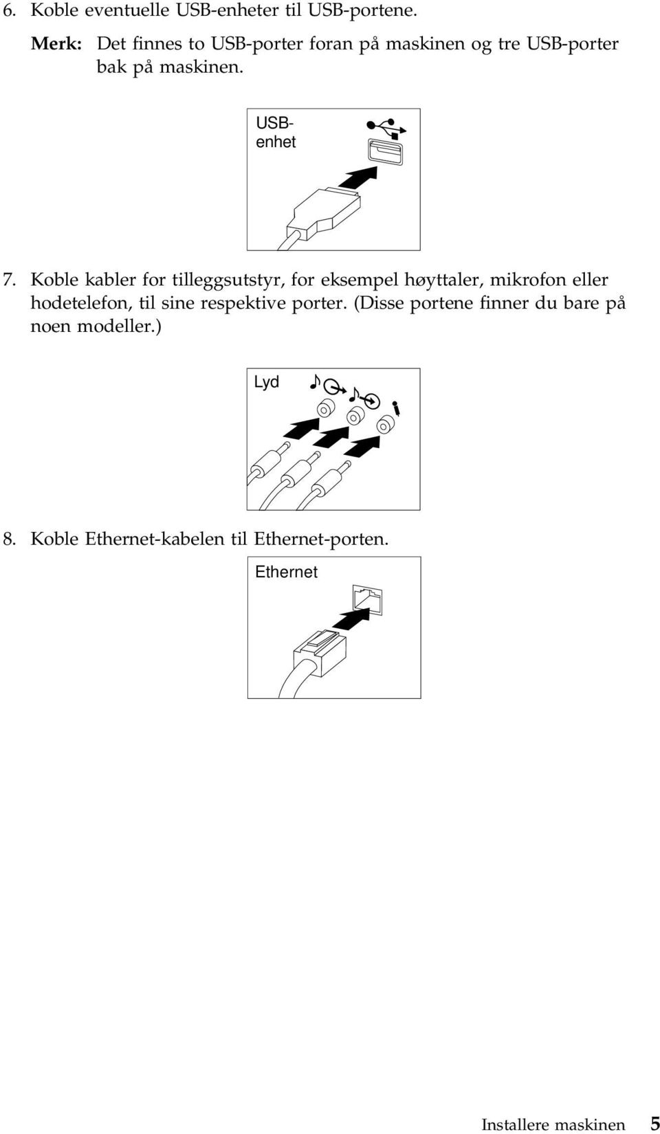 Koble kabler for tilleggsutstyr, for eksempel høyttaler, mikrofon eller hodetelefon, til sine