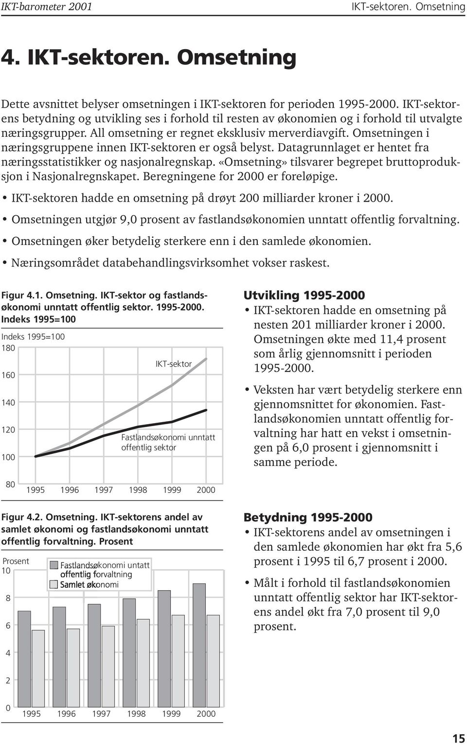 Omsetningen i næringsgruppene innen IKT-sektoren er også belyst. Datagrunnlaget er hentet fra næringsstatistikker og nasjonalregnskap.