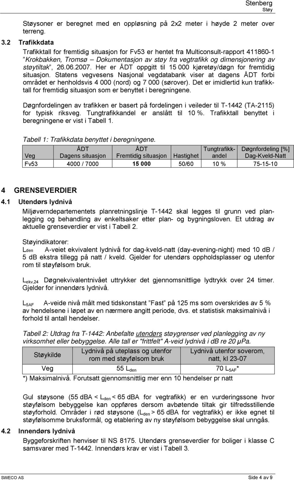 2007. Her er ÅDT oppgitt til 15 000 kjøretøy/døgn for fremtidig situasjon. Statens vegvesens Nasjonal vegdatabank viser at dagens ÅDT forbi området er henholdsvis 4 000 (nord) og 7 000 (sørover).