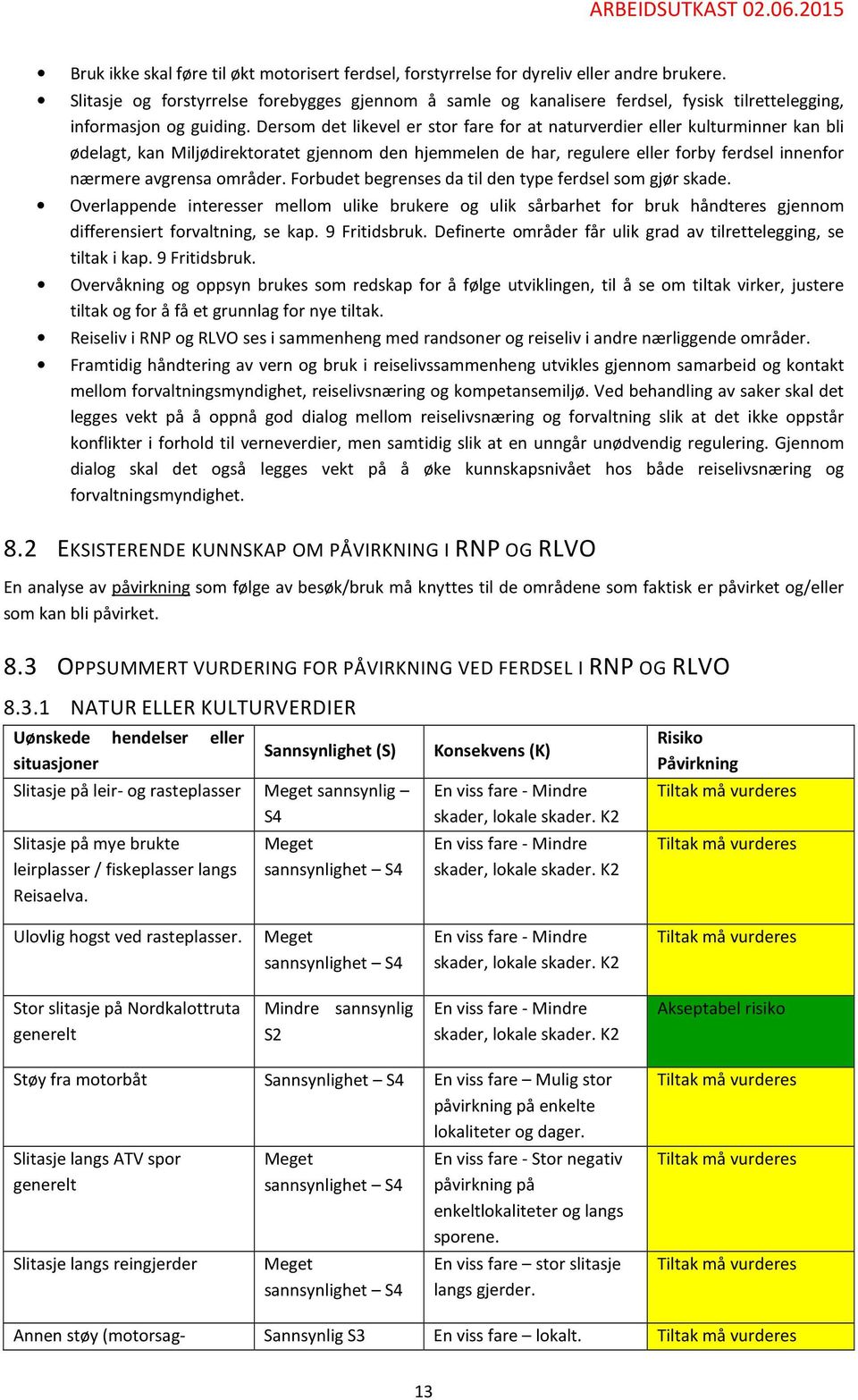 Dersom det likevel er stor fare for at naturverdier eller kulturminner kan bli ødelagt, kan Miljødirektoratet gjennom den hjemmelen de har, regulere eller forby ferdsel innenfor nærmere avgrensa