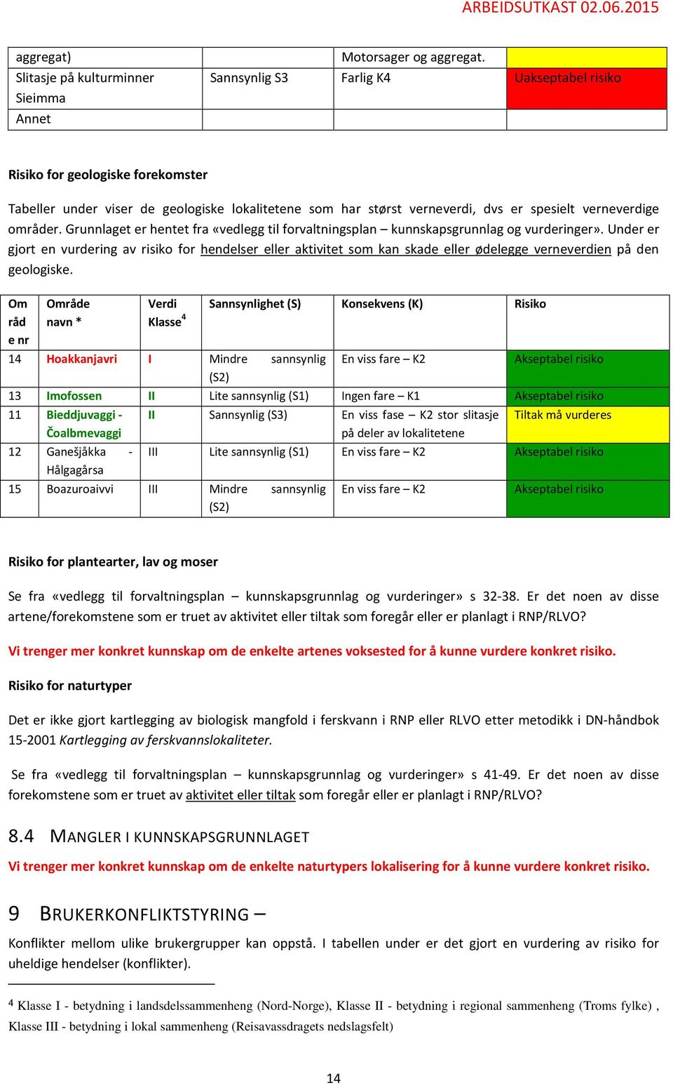 Grunnlaget er hentet fra «vedlegg til forvaltningsplan kunnskapsgrunnlag og vurderinger».