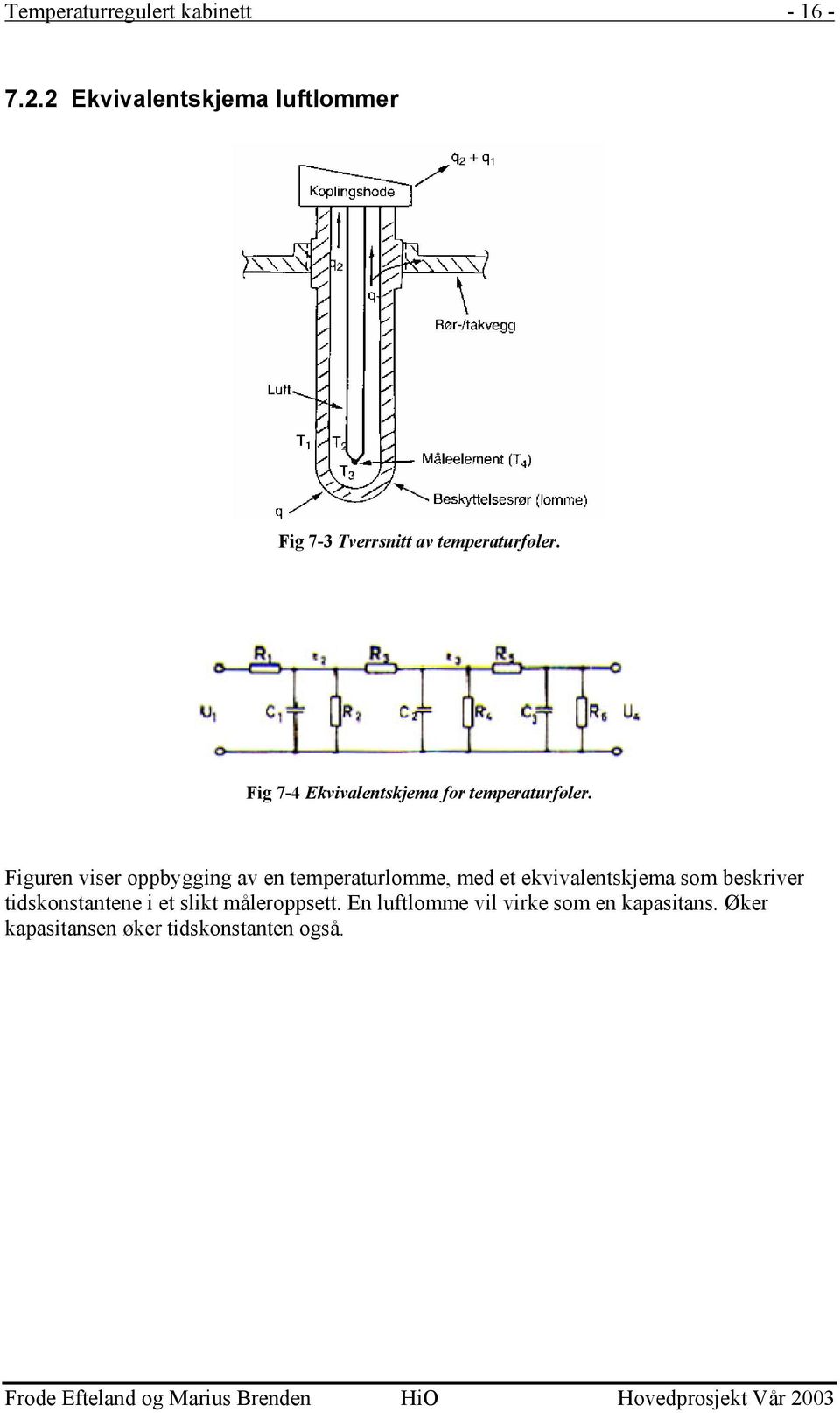 Fig 7-4 Ekvivalentskjema for temperaturføler.